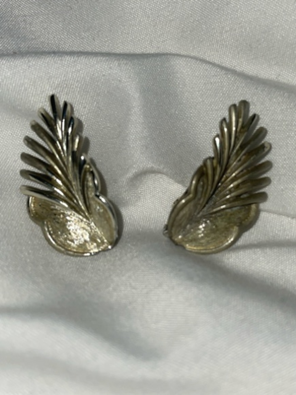 Vintage Coro Signed Feather Motif Clip-On Earrings
